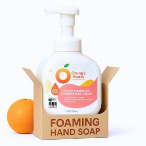 ORANGE HOUSE Color Changing Foaming Hand Soap, Plant-Based Moisturizing Foam with Natural Orange Oil, Gentle Formula, 11.8 Fl Oz (1 Pack)(Orange)