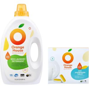 Orange House Plant-Based Liquid Laundry Detergent & Eco-Friendly Dishwashing Tablets | Natural Cleaning, Safe for Family & Kitchen