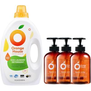Orange House Plant-Based Liquid Laundry Detergent & Hand Soap Set (3PK) | Eco-Friendly, Safe for Skin & Fabrics