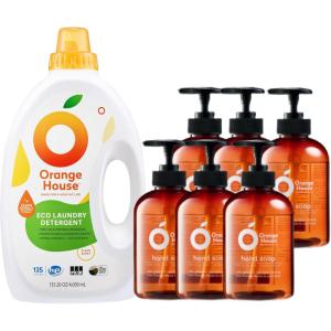 Orange House Plant-Based Liquid Laundry Detergent & Hand Soap Set (6PK) | Eco-Friendly, Safe for Skin & Fabrics